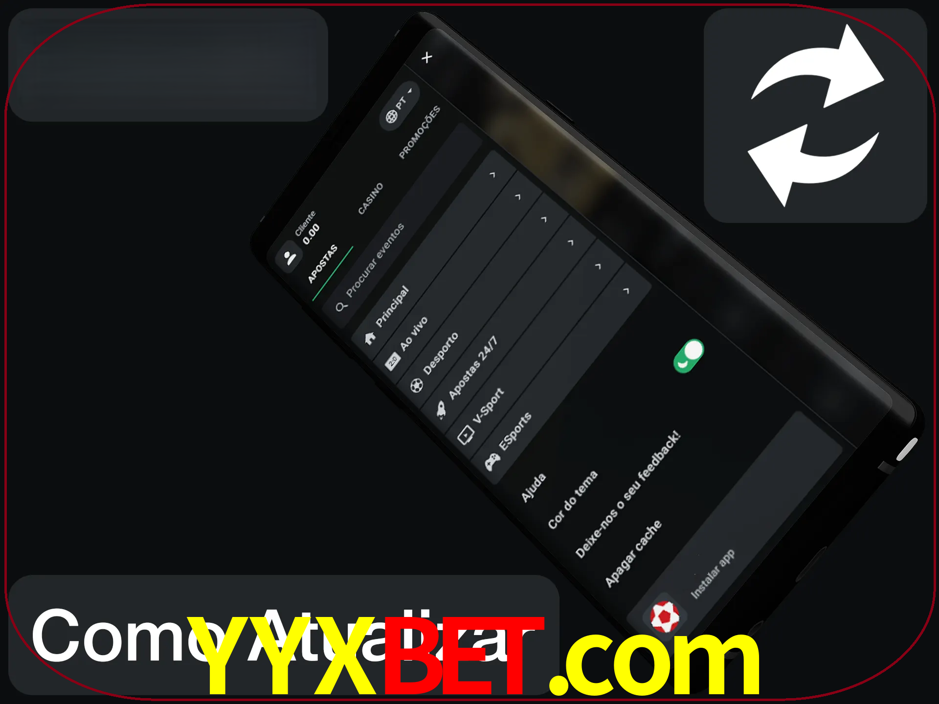 O aplicativo é atualizado automaticamente quando você faz o login.
