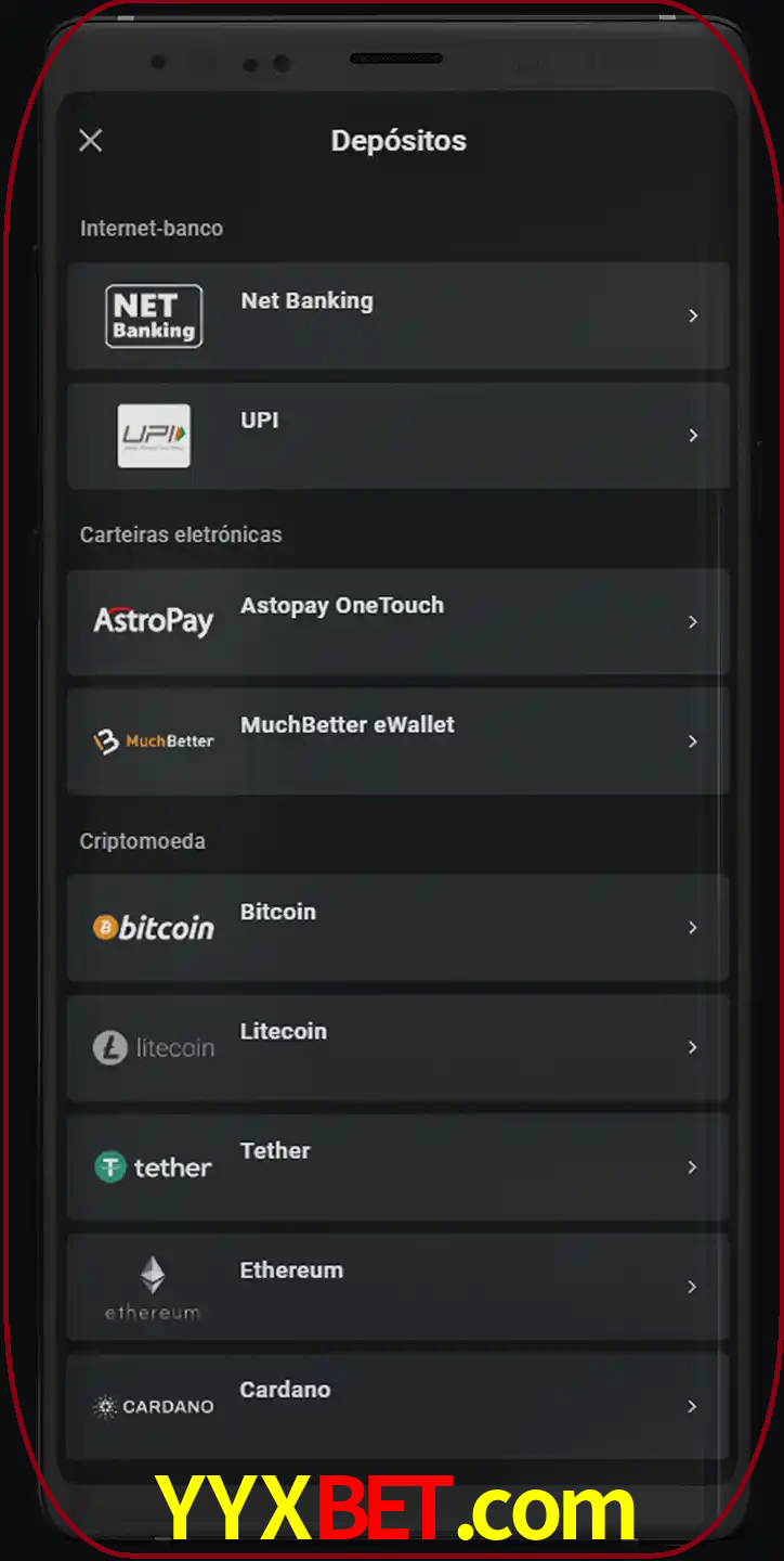 Você pode usar métodos alternativos de depósito.